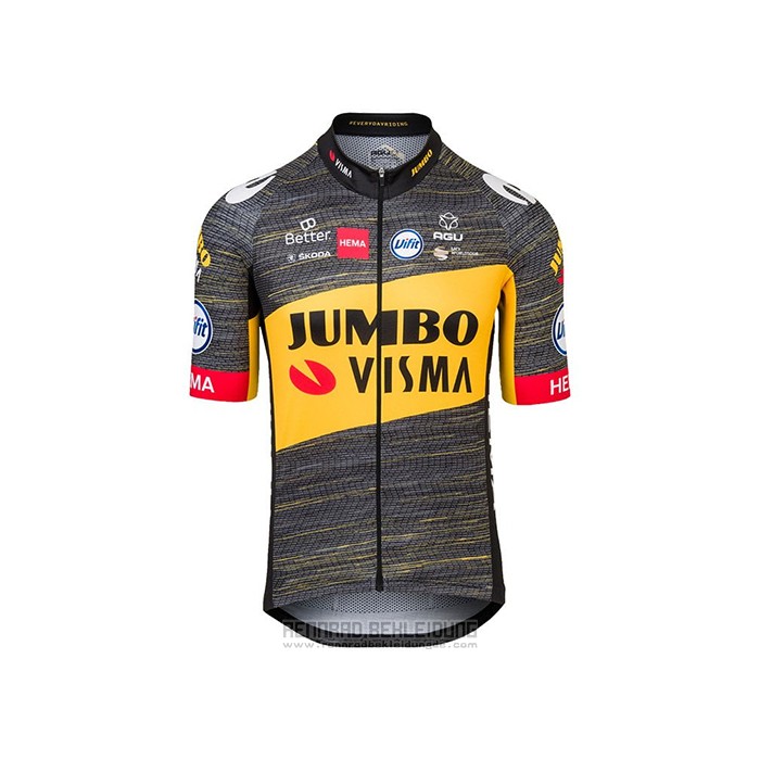 2021 Fahrradbekleidung Jumbo Visma Shwarz Gelb Trikot Kurzarm und Tragerhose - zum Schließen ins Bild klicken